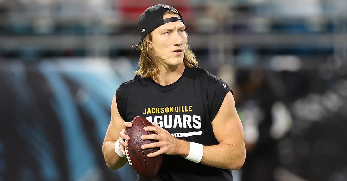 Trevor Lawrence warming up before the Baltimore Ravens game. 