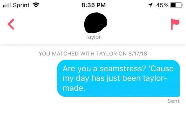 tinder pick up lines taylor