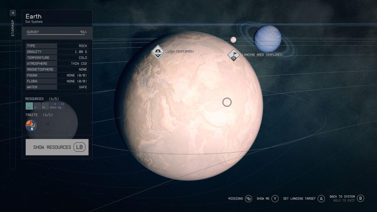 'Starfield' Close-up of Earth on the star map.