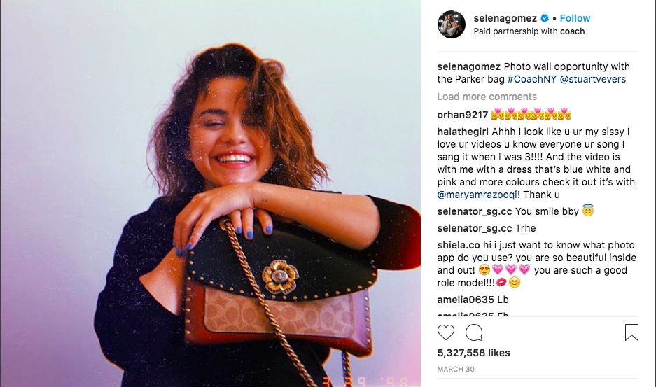 Selena Gomez Coach Partnership Has Made the Brand Insta-Famous