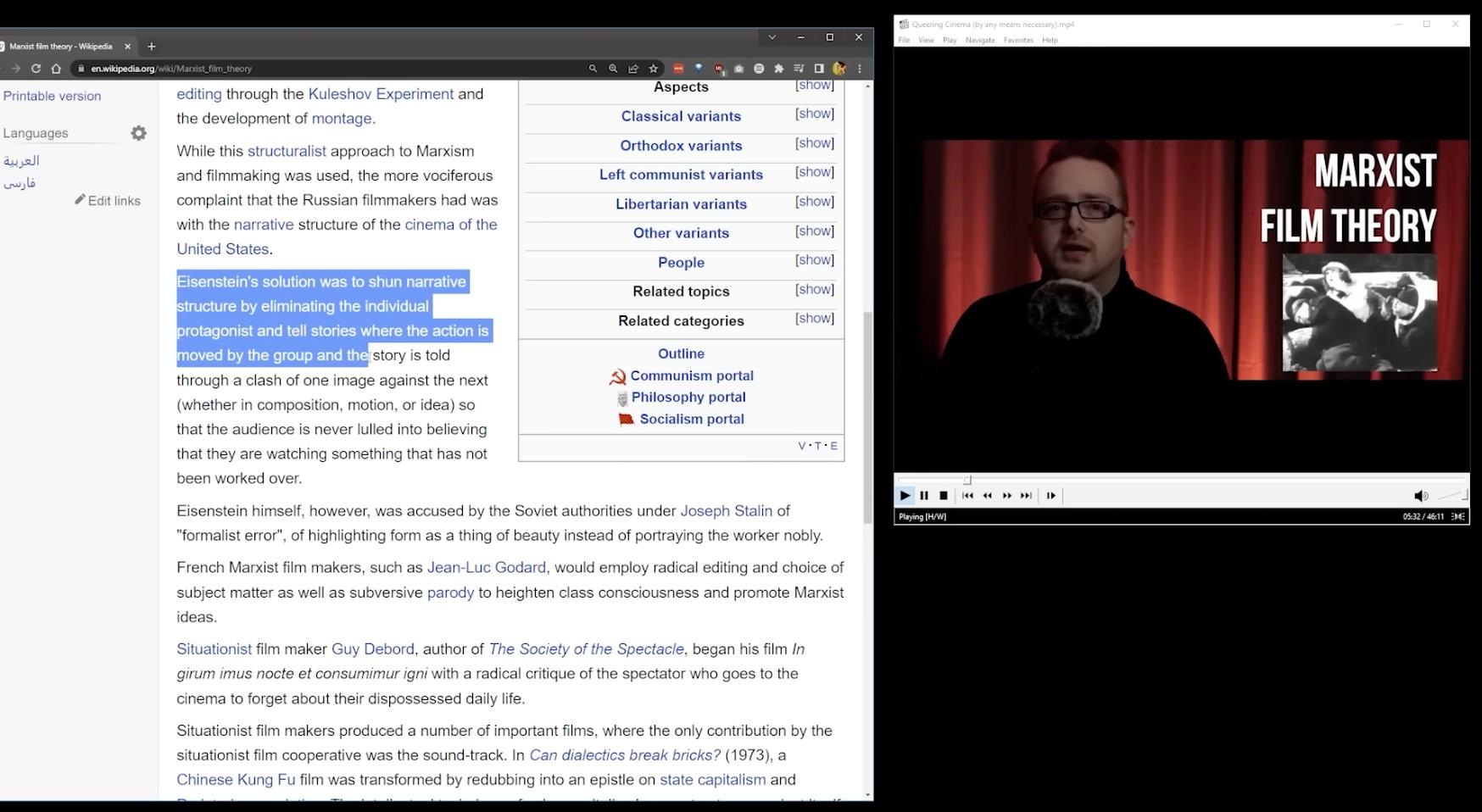 Hbomberguy highlighting the wikipedia page james somerton is reading from 