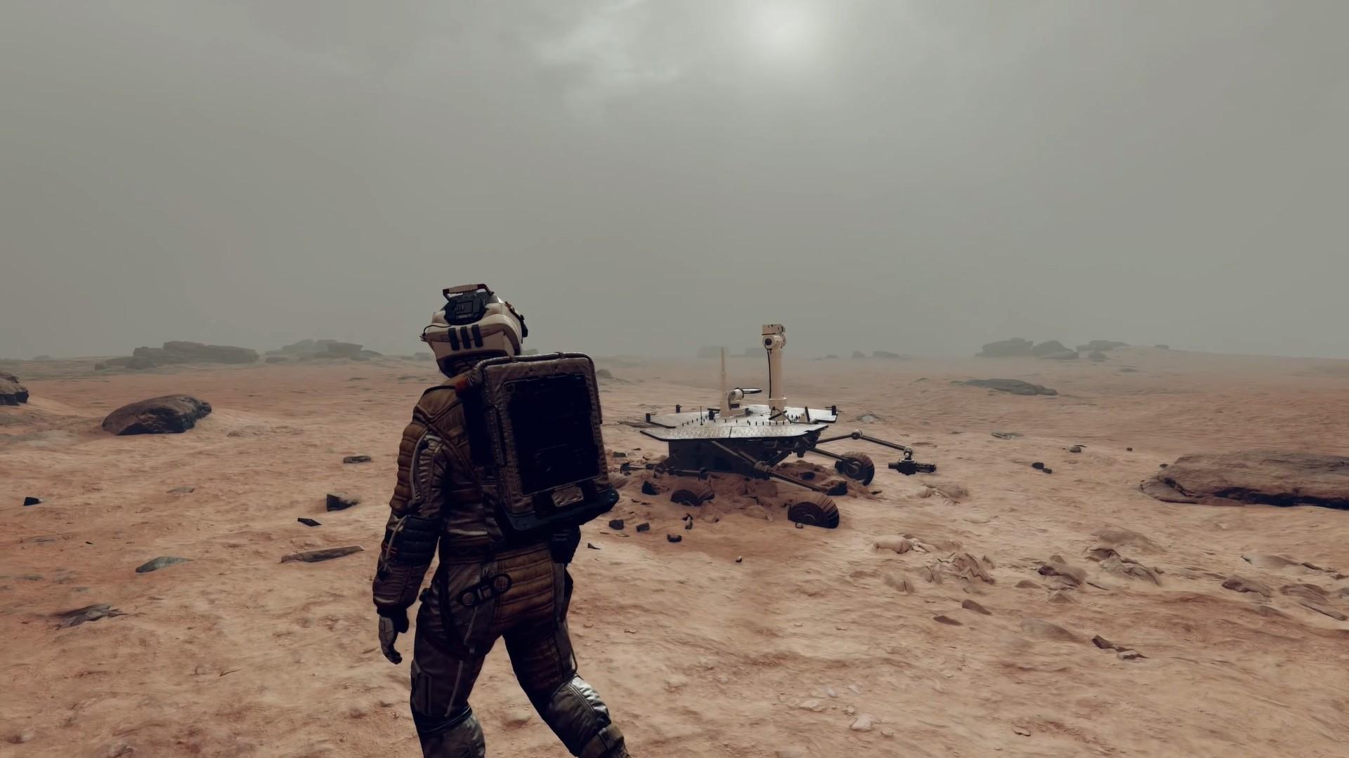 'Starfield' Player exploring the surface of a far-future and barren Earth.