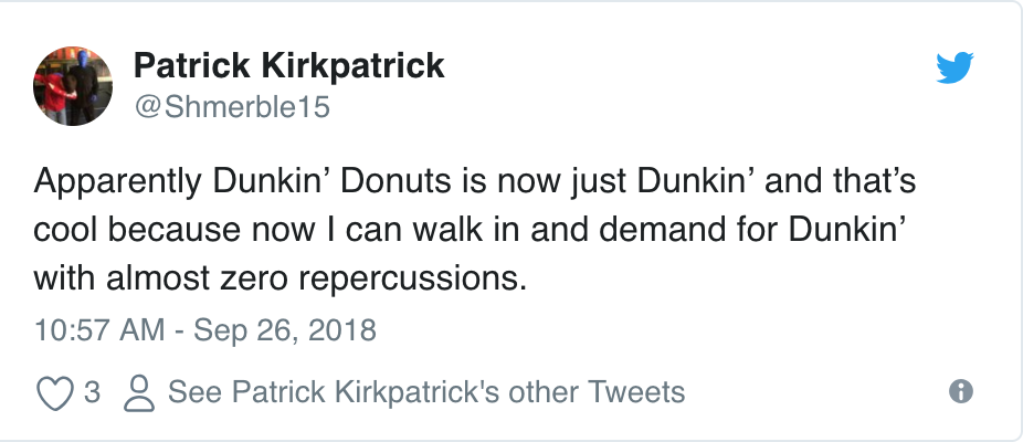 dunkin donuts name change