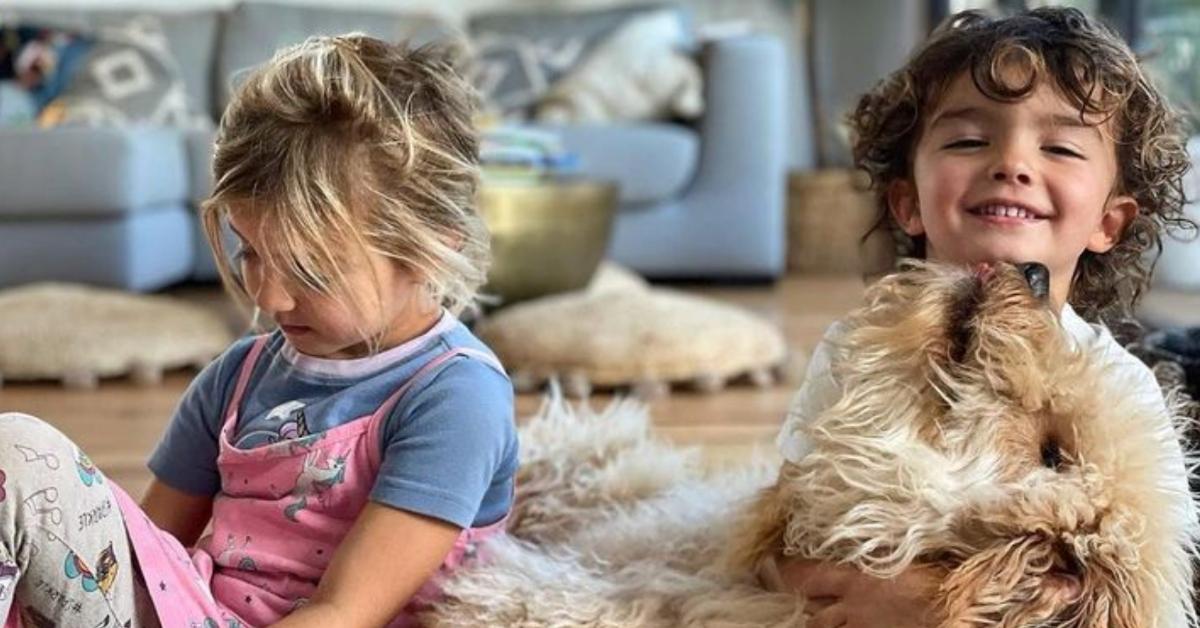 Justin Baldoni's kids: daughter Maiya and son Maxwell with dog Happy