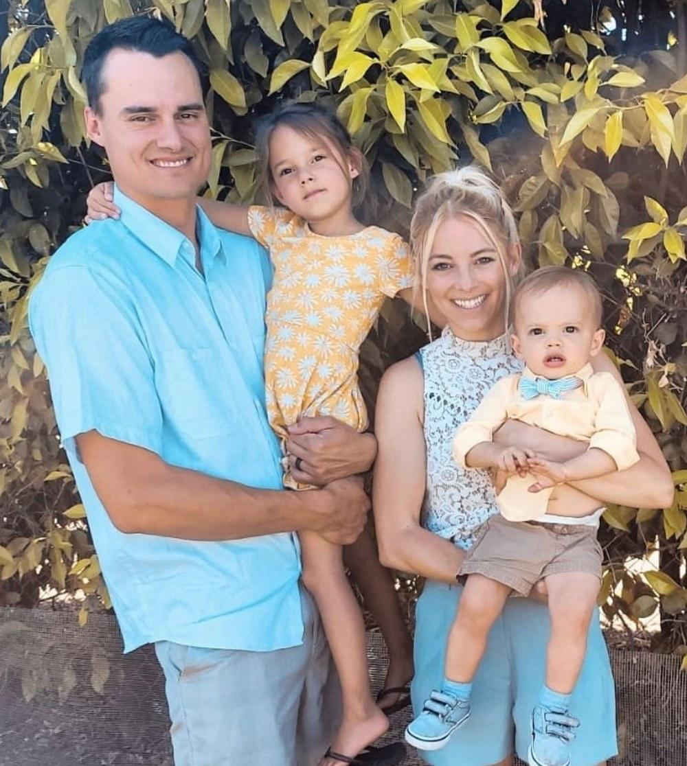 Coach Molly Miller, her husband Derek, and their two kids.