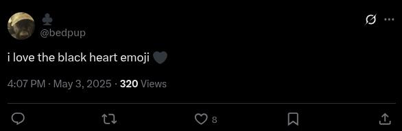 A post on X about the black heart emoji