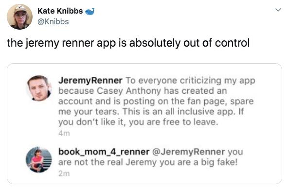 Jeremy Renner Shuts Down His App After Trolls Take Over