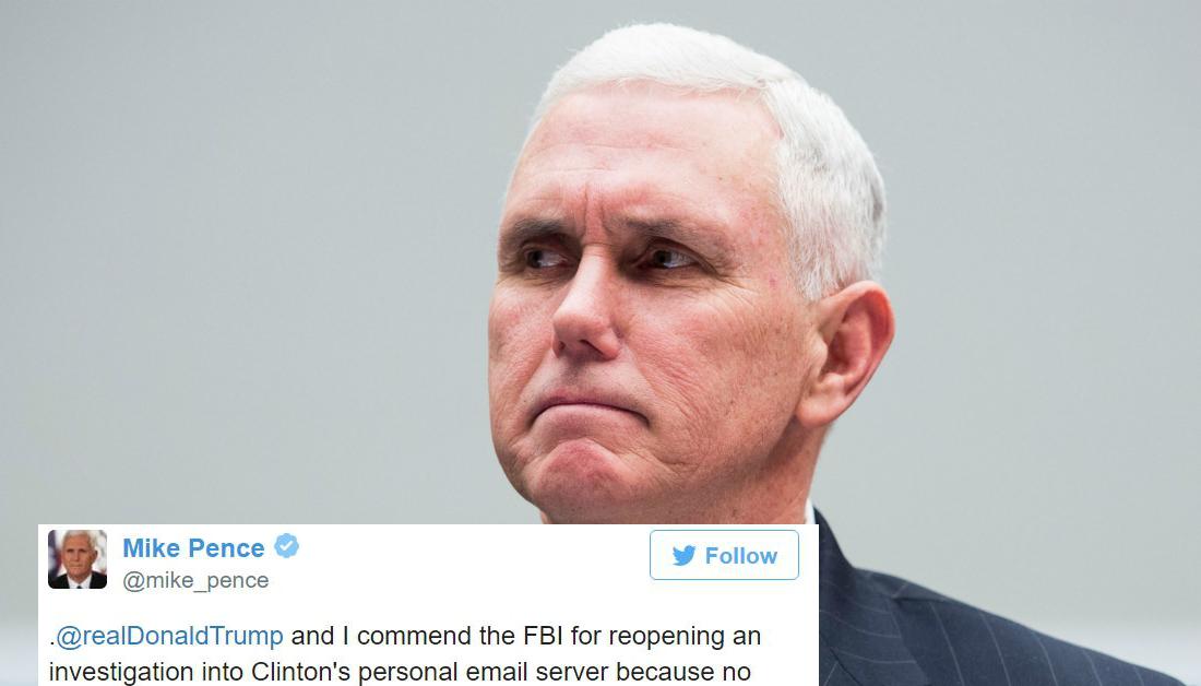 Mike Pence Tweet About Hillary Clinton Paints Him as a Hypocrite