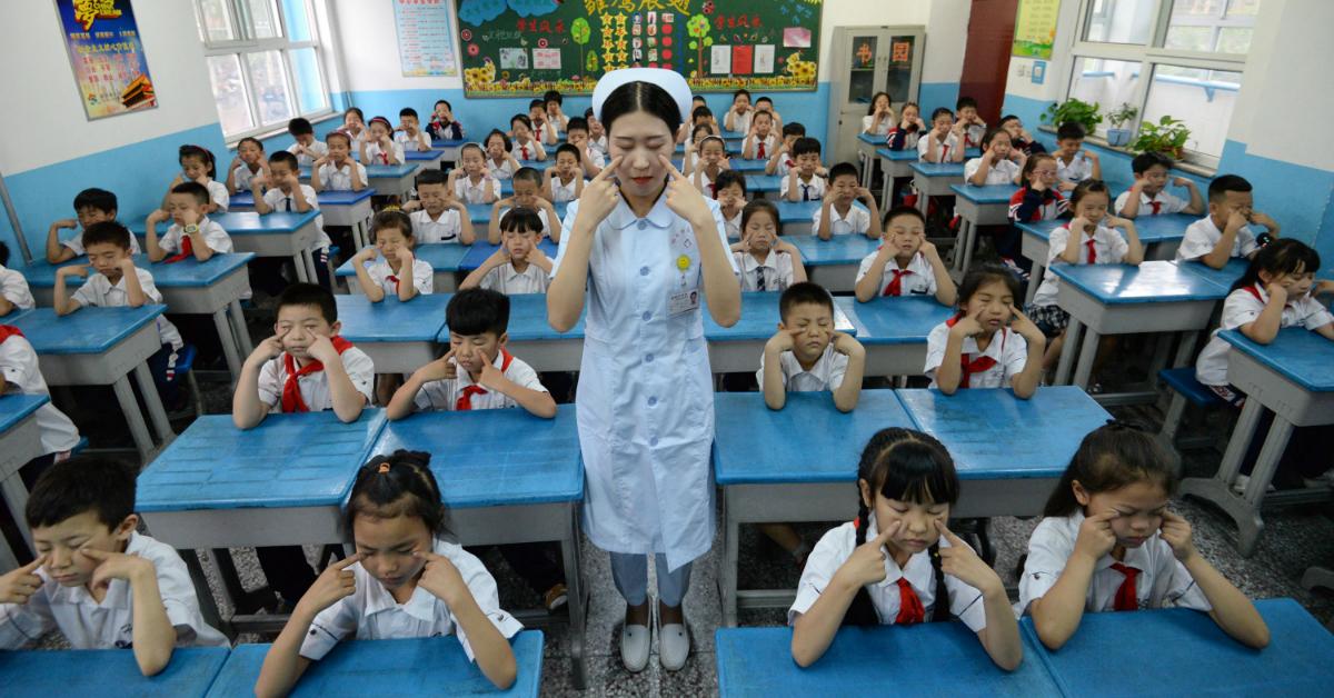 Chinese Kindergarten Class Welcomed to First Day of School with Pole ...