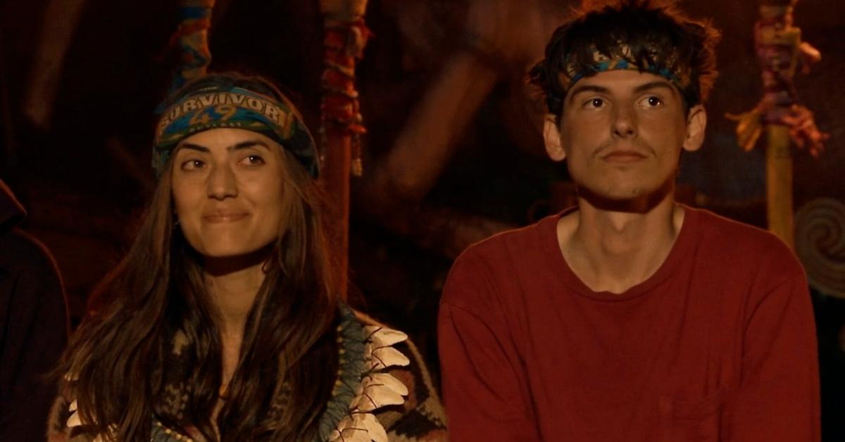 Savannah and Rizo during a Tribal Council meeting on Survivor.