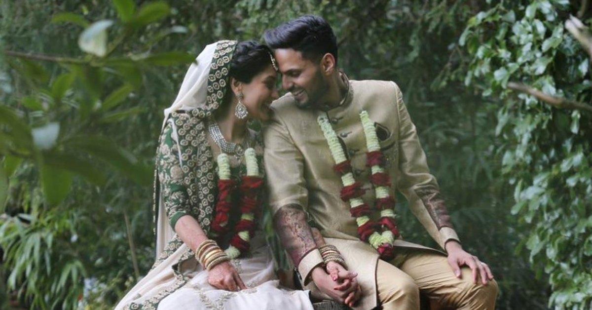 Jay Shetty and his wife on their wedding day.