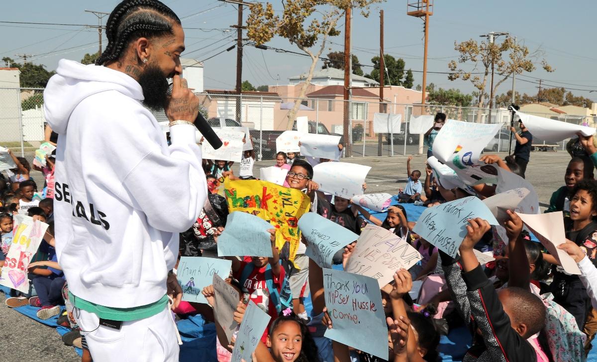 Nipsey Hussle speaks with kids