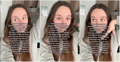 Viral video of woman saying she annulled marriage after husband smashed cake in her face.