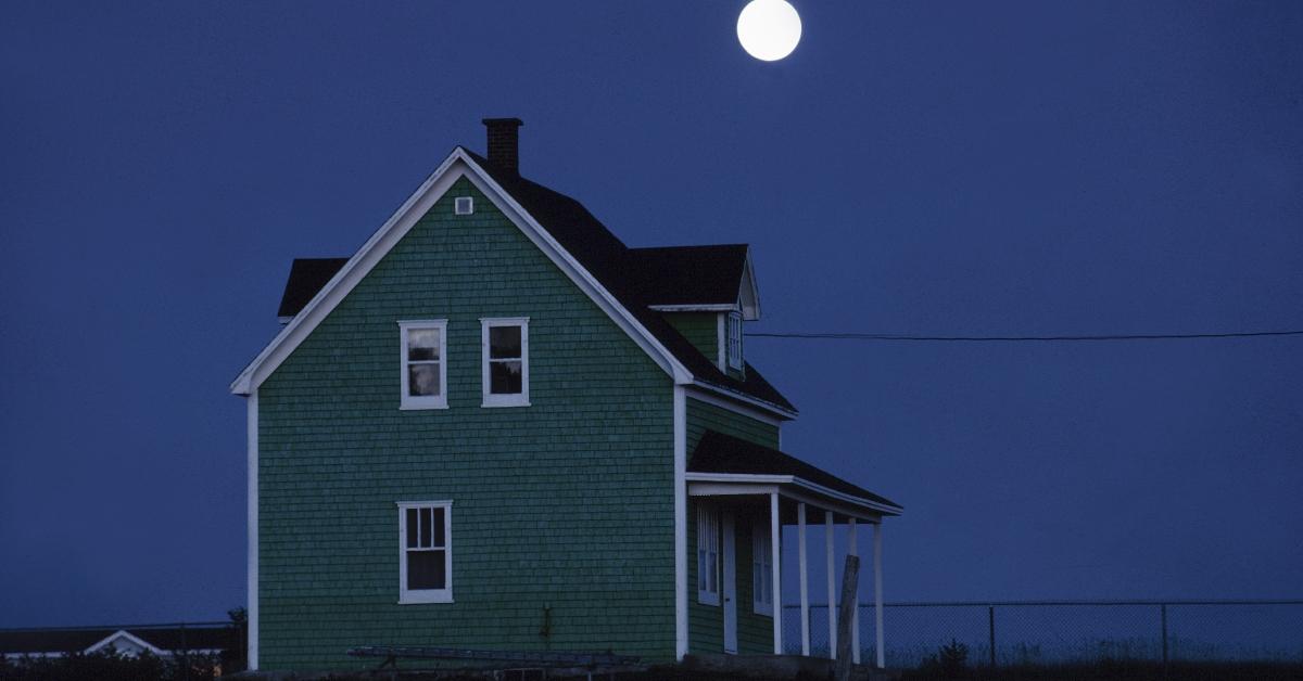 rural house at night full moon