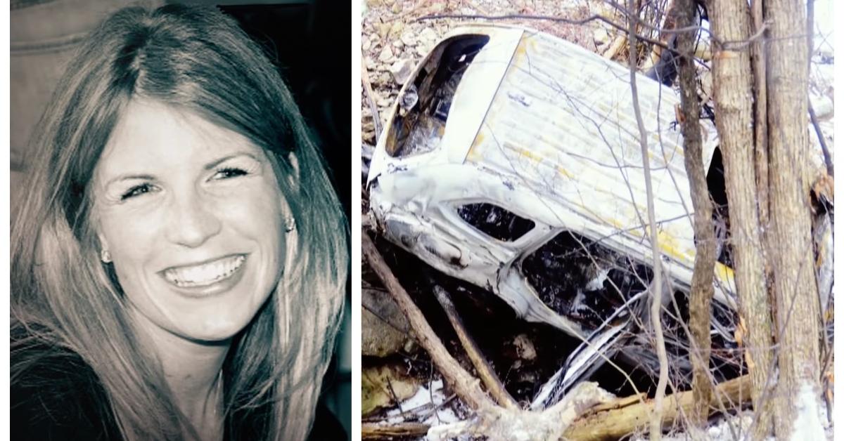 (L-R): Ashley Schwalm; The burnt vehicle where Ashley's body was found