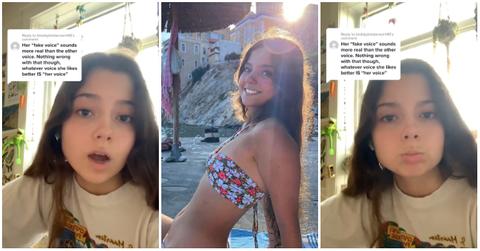 Chloe Forero discusses her deep voice on TikTok.