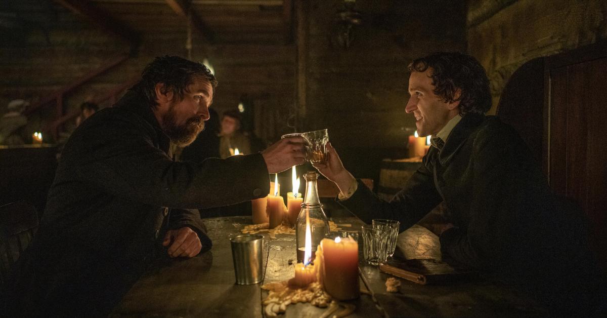 Christian Bale as Det. Augustus Landor and Harry Melling as Edgar Allan Poe in 'The Pale Blue Eye'