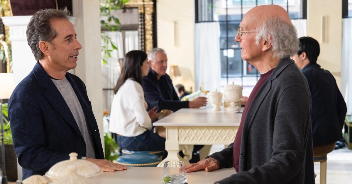 Larry David talking to Jerry Seinfeld in 'Curb Your Enthusiasm'.