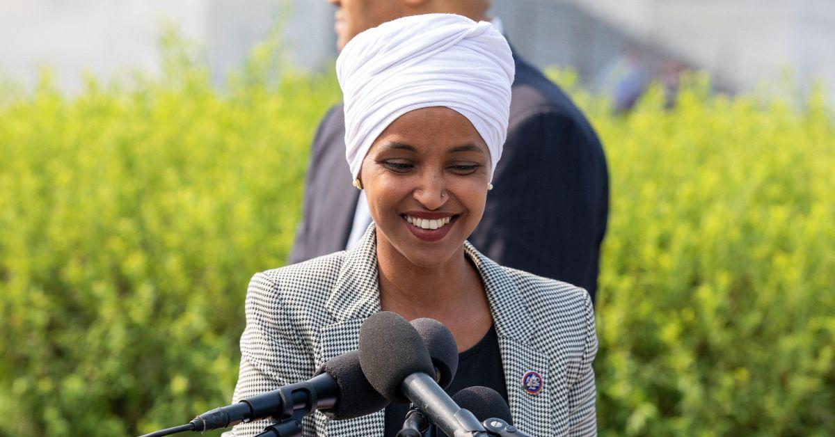 Ilhan Omar at a press conference in 2021. 