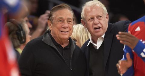 Donald Sterling (L) courtside before game vs Los Angeles Lakers at Staples Center