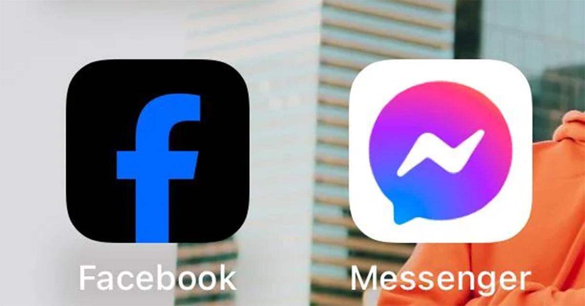 The dark Facebook logo next to the Messenger app. 