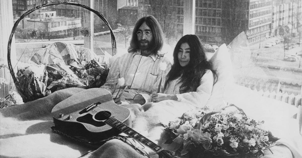 John Lennon and Yoko Ono Staging a Bed-in at Amsterdam's Hilton Hotel in 1969