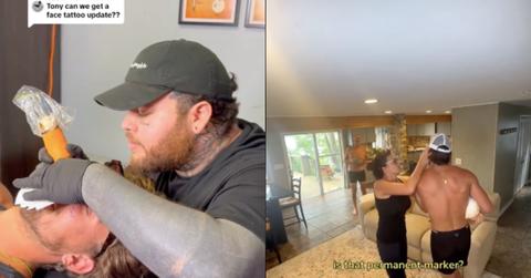 Too Turnt Tony gets face ink