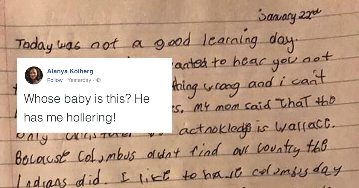 This Student S Letter About Columbus Day Has The Internet Laughing