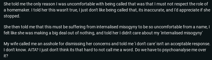 Dad Doesn’t Like Being Called House Husband, Wife Blames Misogyny