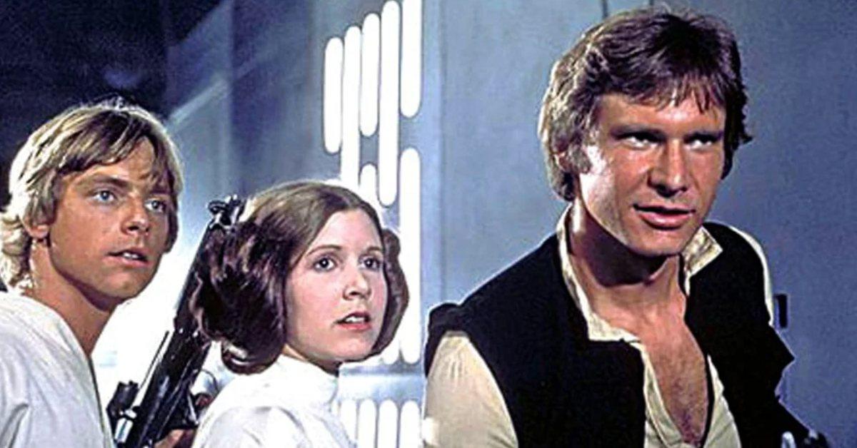 Harrison Ford, Carrie Fisher, and Mark Hamill in 'Star Wars'