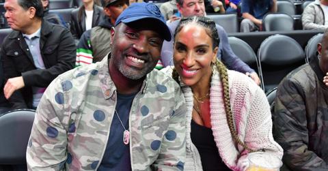 Annemarie Wiley and her husband, Marcellus Wiley, at a Los Angeles Clippers game in November 2023.