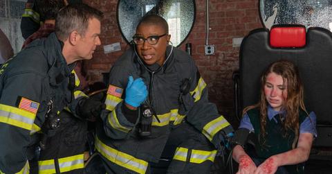 Peter Krause, Aisha Hinds and guest star Kylierae Condon in the April 10, 2023 episode of '9-1-1'