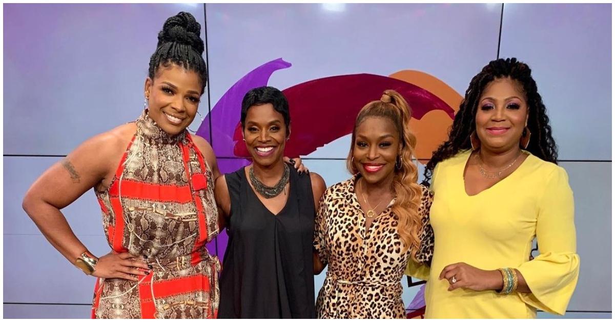 (l-r): Syleena Johnson, Rashan Ali, Quad Webb, and Trina Braxton smiling