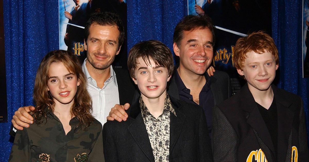 Emma Watson, David Heyman, Daniel Radcliffe, Chris Columbus, and Rupert Grint