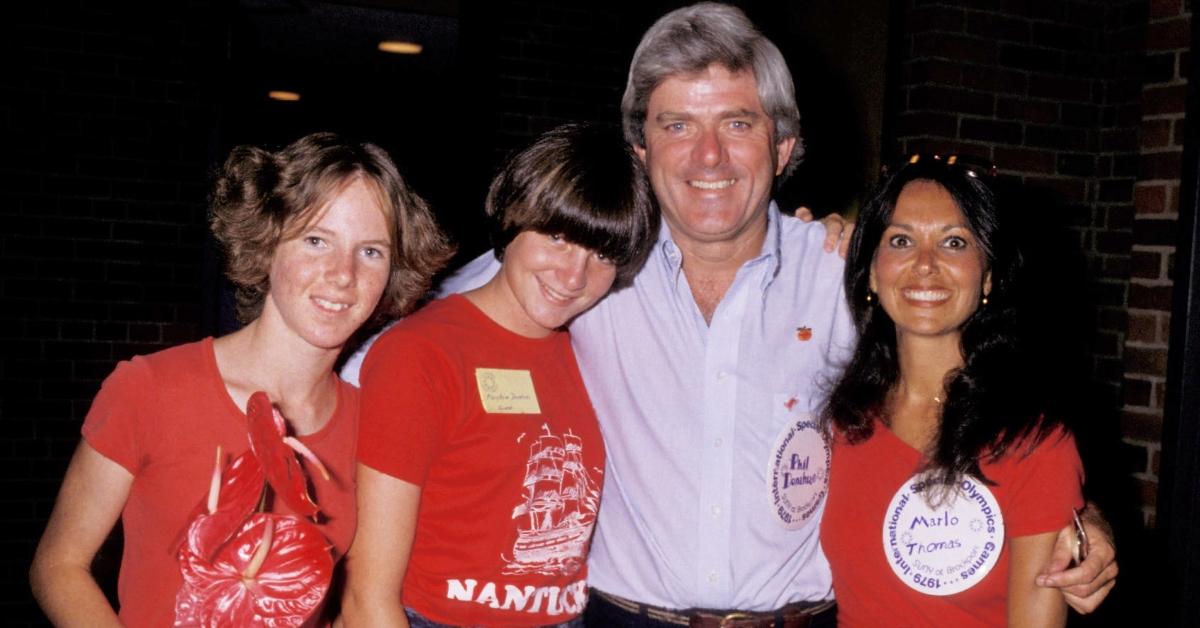 (L-R): Mary Rose Donahue, a friend, Phil Donahue, and Marlo Thomas