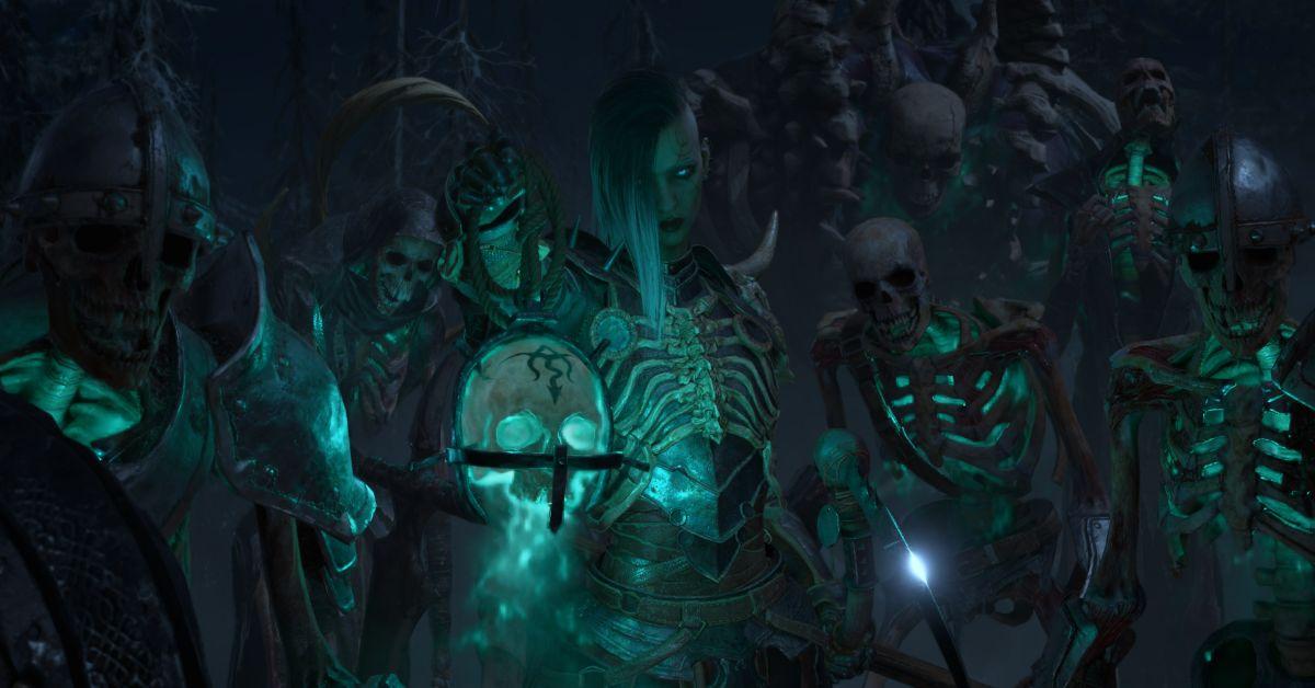 A Necromancer surrounded by minions in Diablo IV.