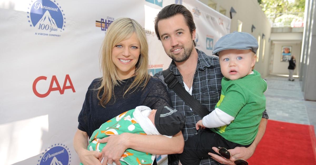 Actress Kaitlin Olson and Rob McElhenney with their sons attend the Milk + Bookies' Third Annual Story Time Celebration at Skirball Cultural Center on April 15, 2012 in Los Angeles, California. (Photo by Jordan Strauss/Getty Images for Milk + Bookies)