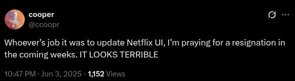 Post on X about Netflix’s update