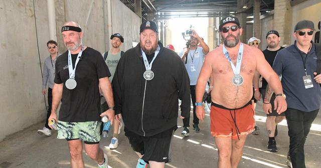 Tom Segura, Jelly Roll, and Bert Kreischer attend Netflix is a Joke Fest: 2 Bears 5K at Rose Bowl Stadium on May 7, 2024