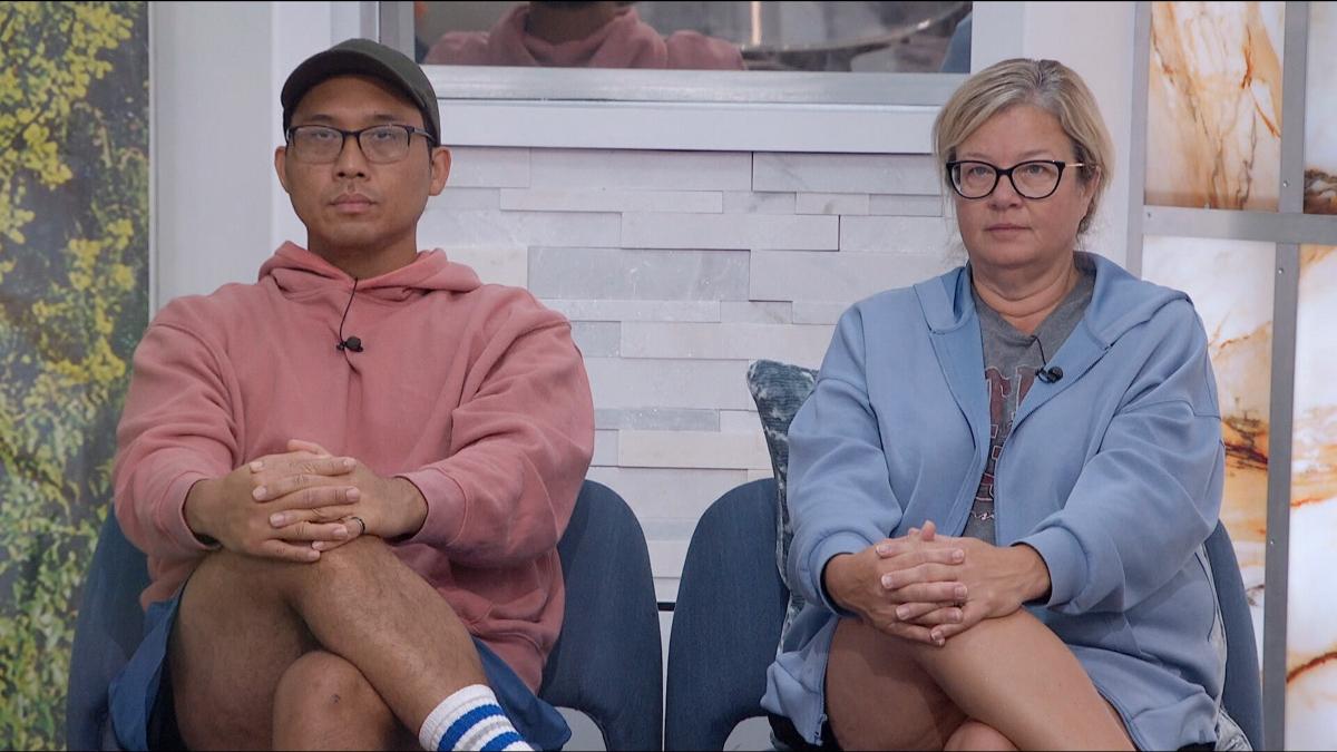 Kimo and Angela sit in the Big Brother nomination seats