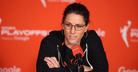 Stephanie White at a Fever press conference.