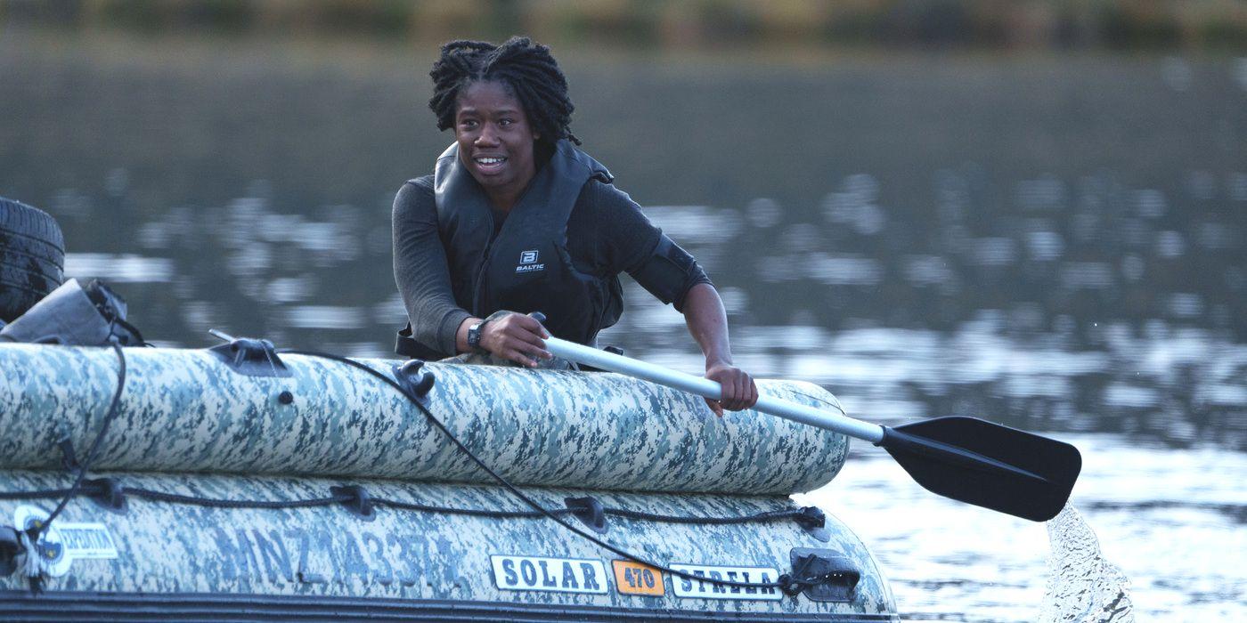 Erin Jackson in a raft on 'Special Forces: World's Toughest Test'