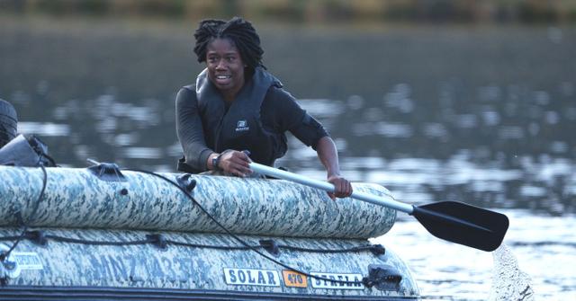Erin Jackson in a raft on 'Special Forces: World's Toughest Test'
