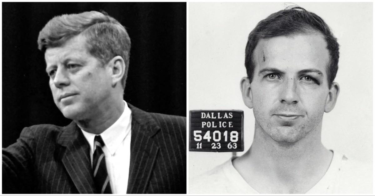 John F. Kennedy gives a press conference in Washington, D.C., in February, 1963; Lee Harvey Oswald's mug shot. 