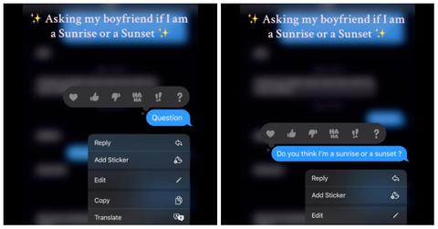 TikTok creator Erica (@ericawmartinez) asked her husband, "Am I a sunrise or a sunset?"