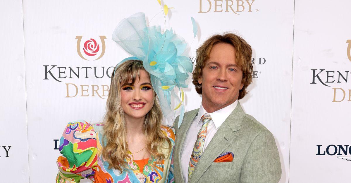 Anna Nicole Smith's daughter Dannielynn Birkhead posing with her dad Larry Birkhead at the Kentucky Derby