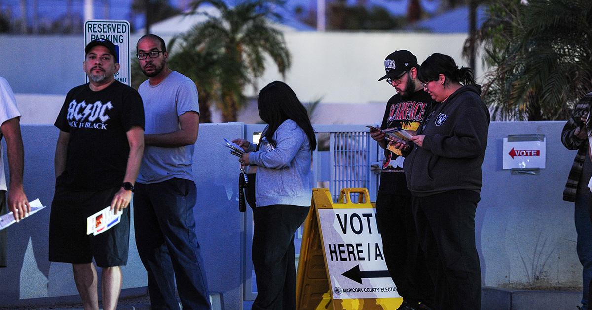 Arizona voters in line to cast a ballot. 