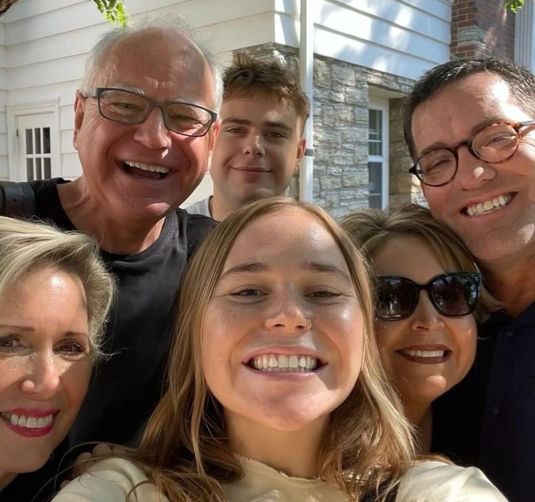 Tim Walz with his wife, daughter, and other family members