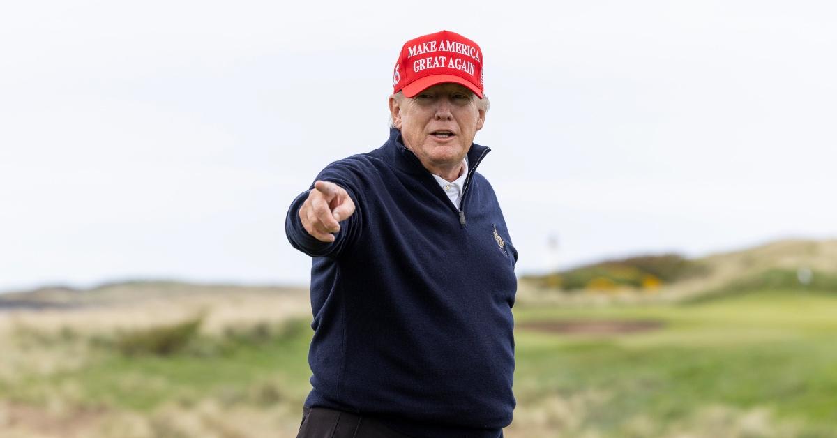 Donald Trump golfs in Scotland in May 2023