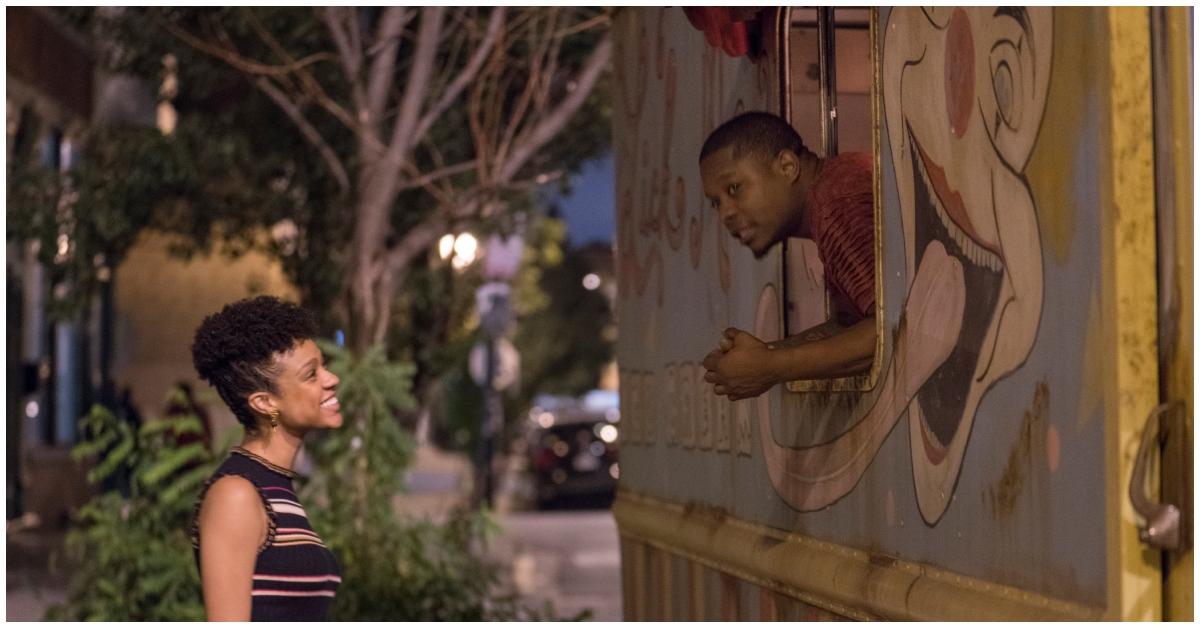 (l-r): Tiffany Boone as Jerrika and Jason Mitchell as Brandon 'The Chi'